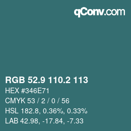 Color code: RGB 52.9 110.2 113 | qconv.com