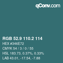 Color code: RGB 52.9 110.2 114 | qconv.com