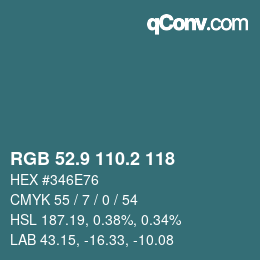 Color code: RGB 52.9 110.2 118 | qconv.com
