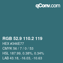 カラーコード: RGB 52.9 110.2 119 | qconv.com