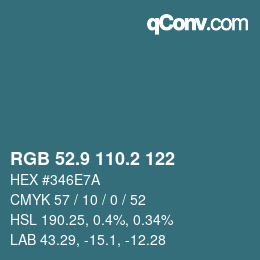 カラーコード: RGB 52.9 110.2 122 | qconv.com