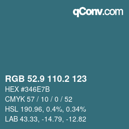 Color code: RGB 52.9 110.2 123 | qconv.com