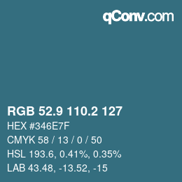 カラーコード: RGB 52.9 110.2 127 | qconv.com