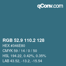 Color code: RGB 52.9 110.2 128 | qconv.com