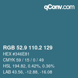カラーコード: RGB 52.9 110.2 129 | qconv.com