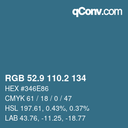 カラーコード: RGB 52.9 110.2 134 | qconv.com