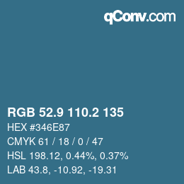 Color code: RGB 52.9 110.2 135 | qconv.com