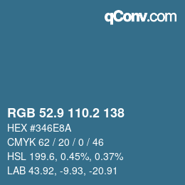 カラーコード: RGB 52.9 110.2 138 | qconv.com
