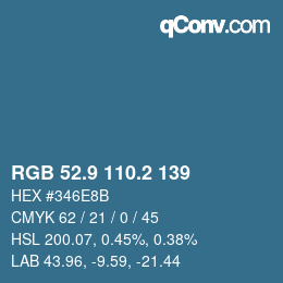 カラーコード: RGB 52.9 110.2 139 | qconv.com
