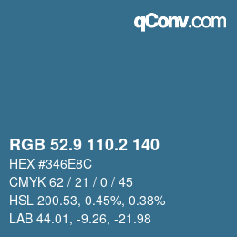 Color code: RGB 52.9 110.2 140 | qconv.com