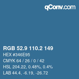 カラーコード: RGB 52.9 110.2 149 | qconv.com