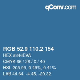 カラーコード: RGB 52.9 110.2 154 | qconv.com