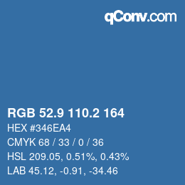 カラーコード: RGB 52.9 110.2 164 | qconv.com