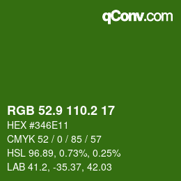 カラーコード: RGB 52.9 110.2 17 | qconv.com