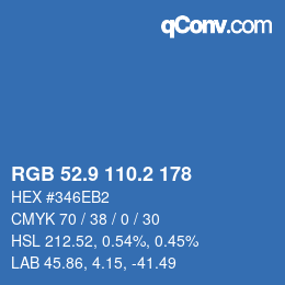 カラーコード: RGB 52.9 110.2 178 | qconv.com