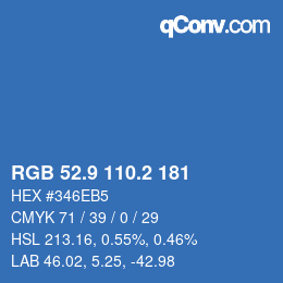 カラーコード: RGB 52.9 110.2 181 | qconv.com