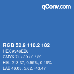 カラーコード: RGB 52.9 110.2 182 | qconv.com