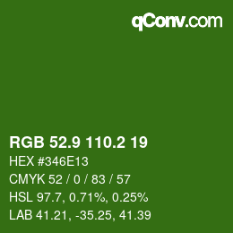 カラーコード: RGB 52.9 110.2 19 | qconv.com