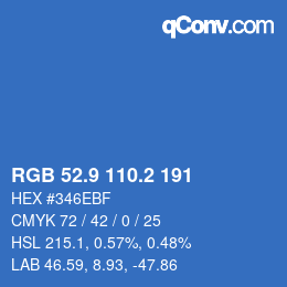 カラーコード: RGB 52.9 110.2 191 | qconv.com