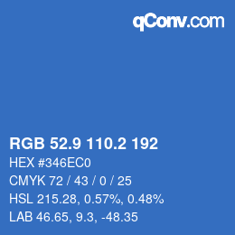 カラーコード: RGB 52.9 110.2 192 | qconv.com