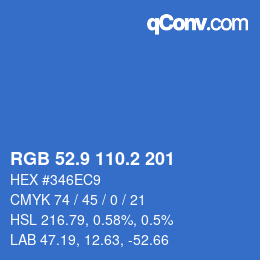 カラーコード: RGB 52.9 110.2 201 | qconv.com
