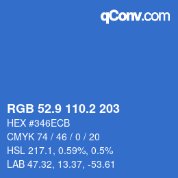 カラーコード: RGB 52.9 110.2 203 | qconv.com
