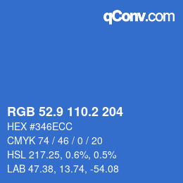 カラーコード: RGB 52.9 110.2 204 | qconv.com