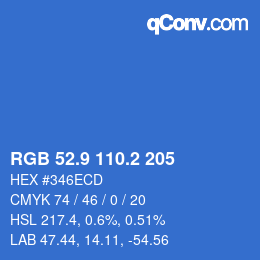 カラーコード: RGB 52.9 110.2 205 | qconv.com