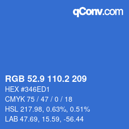 Color code: RGB 52.9 110.2 209 | qconv.com