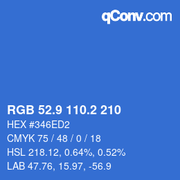 カラーコード: RGB 52.9 110.2 210 | qconv.com