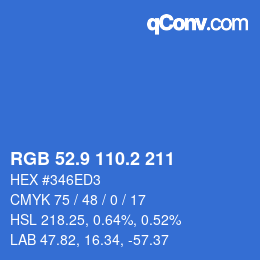 Color code: RGB 52.9 110.2 211 | qconv.com