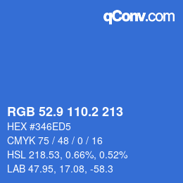 Color code: RGB 52.9 110.2 213 | qconv.com