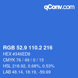 Color code: RGB 52.9 110.2 216 | qconv.com