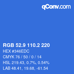 カラーコード: RGB 52.9 110.2 220 | qconv.com