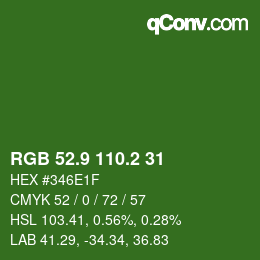 カラーコード: RGB 52.9 110.2 31 | qconv.com