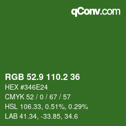カラーコード: RGB 52.9 110.2 36 | qconv.com