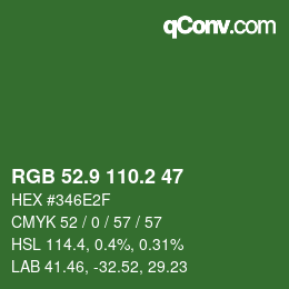 カラーコード: RGB 52.9 110.2 47 | qconv.com
