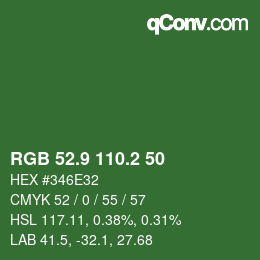 カラーコード: RGB 52.9 110.2 50 | qconv.com