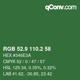 カラーコード: RGB 52.9 110.2 58 | qconv.com