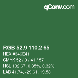 カラーコード: RGB 52.9 110.2 65 | qconv.com