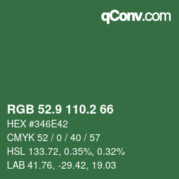カラーコード: RGB 52.9 110.2 66 | qconv.com