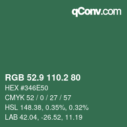 カラーコード: RGB 52.9 110.2 80 | qconv.com
