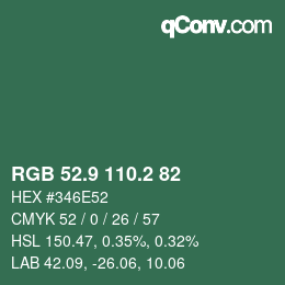 Color code: RGB 52.9 110.2 82 | qconv.com