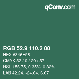 Color code: RGB 52.9 110.2 88 | qconv.com