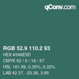 Color code: RGB 52.9 110.2 93 | qconv.com