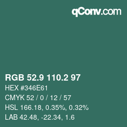 Color code: RGB 52.9 110.2 97 | qconv.com