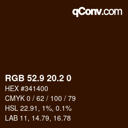 Color code: RGB 52.9 20.2 0 | qconv.com