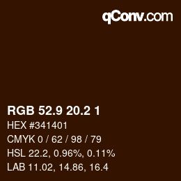 Color code: RGB 52.9 20.2 1 | qconv.com
