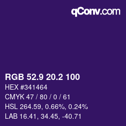 カラーコード: RGB 52.9 20.2 100 | qconv.com