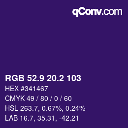 カラーコード: RGB 52.9 20.2 103 | qconv.com